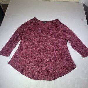 Sparkle & Fade Women Maroon Heathered 3/4 Sleeve Pullover Sweater Top Size M